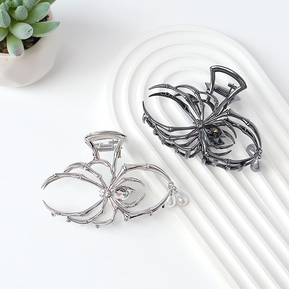 Elevate Your Halloween Look with Our Metal Spider Shark Hair Claw Pins - Large, Strong Hold, No-Slip Clips for Women