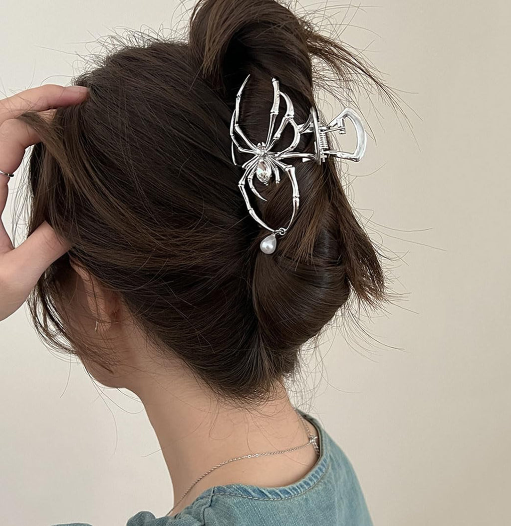 Elevate Your Halloween Look with Our Metal Spider Shark Hair Claw Pins - Large, Strong Hold, No-Slip Clips for Women