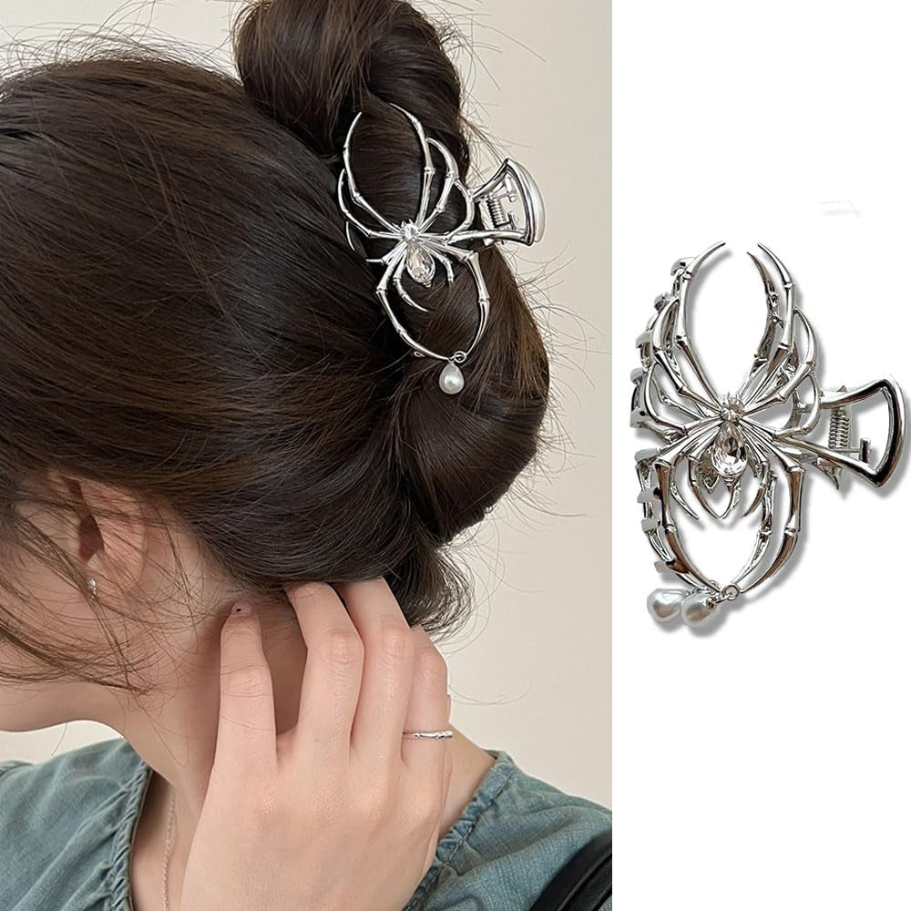 Elevate Your Halloween Look with Our Metal Spider Shark Hair Claw Pins - Large, Strong Hold, No-Slip Clips for Women